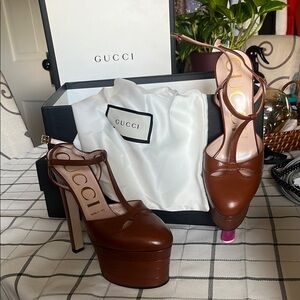 Gucci Chocolate Brown Platform Heels